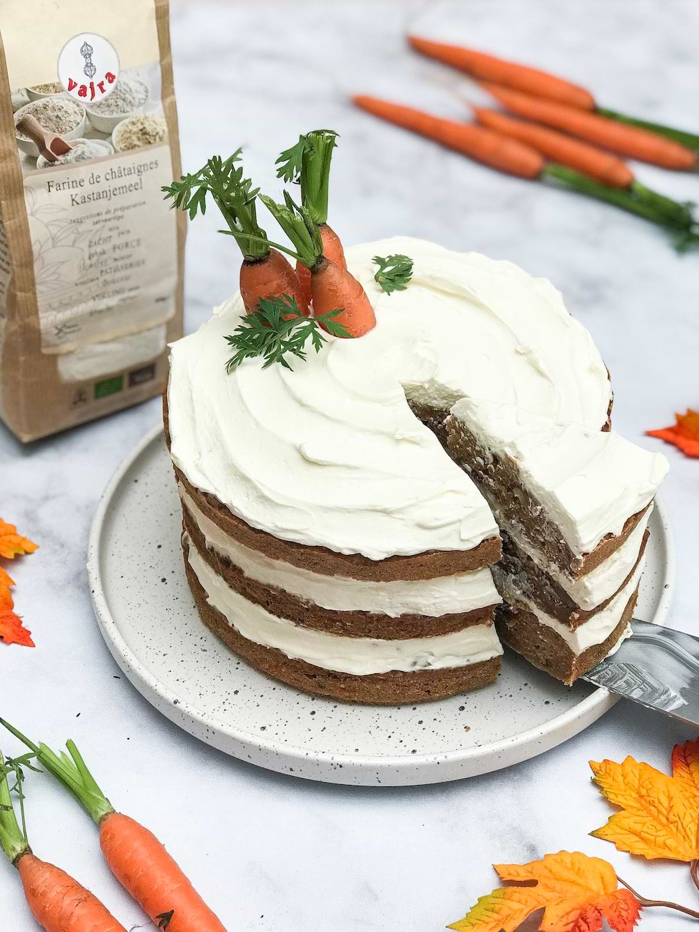 Wortelcake met kastanjemeel
